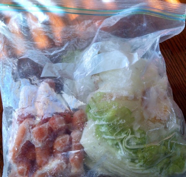 Vegetable Stock from Scraps. veggie scraps in freezer bag