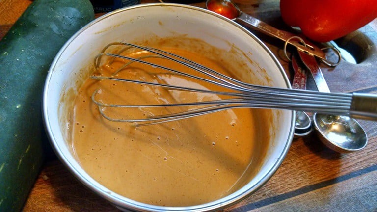 Peanut Sauce Vegan. whisking ingredients