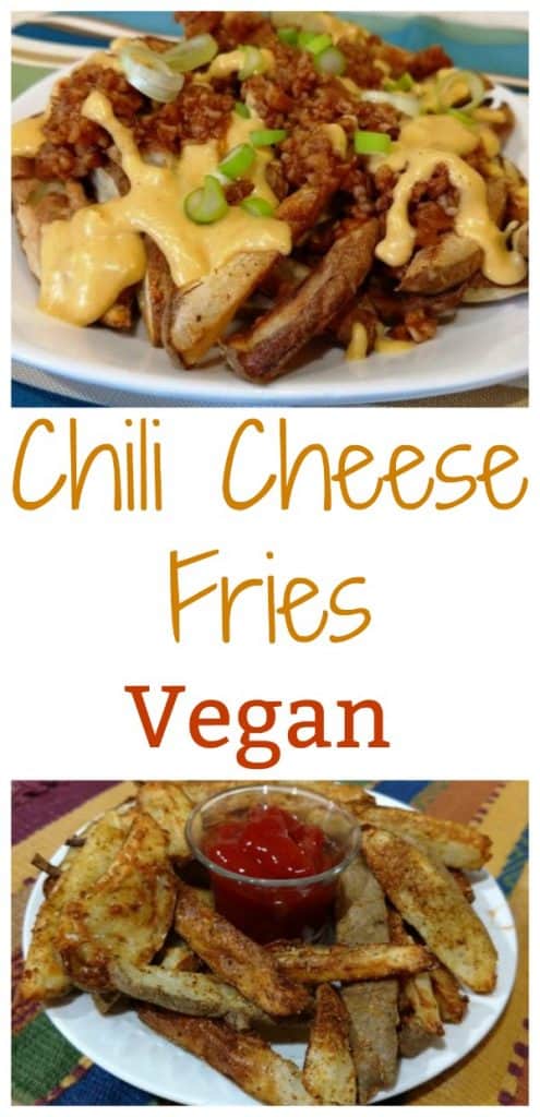 Vegan Chili Cheese Fries collage