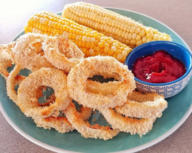 vegan party snacks oil free onion rings