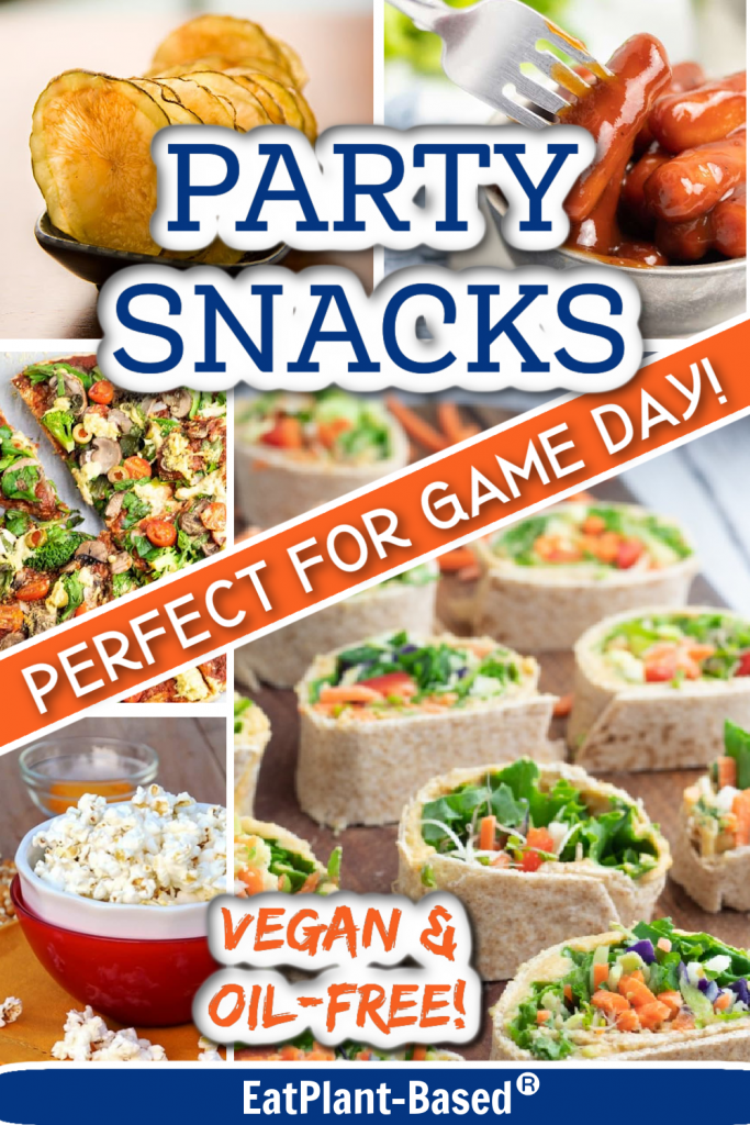 vegan party snacks photo collage for pinterest