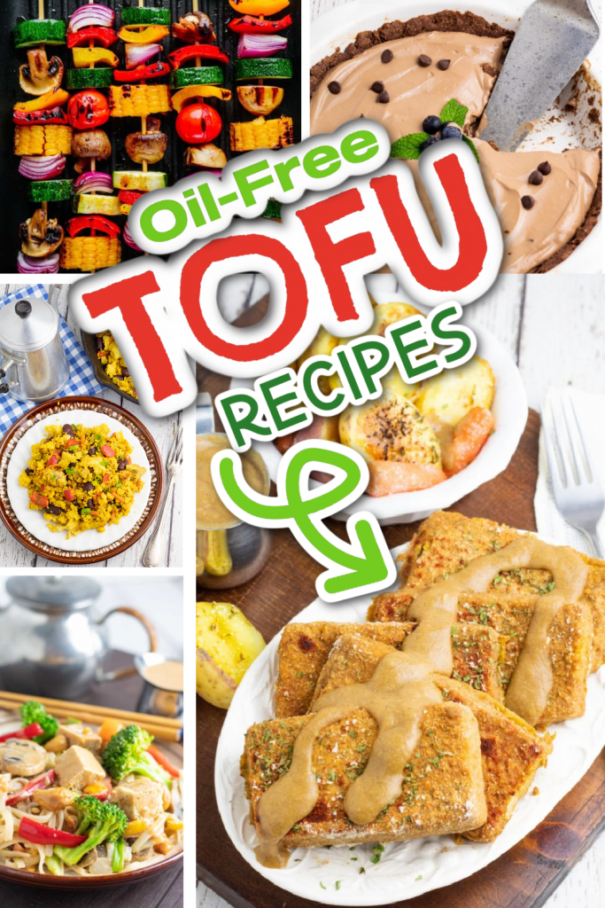 collage of tofu recipe photos that are vegan