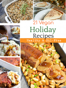 photo collage of vegan holiday recipes for pinterest