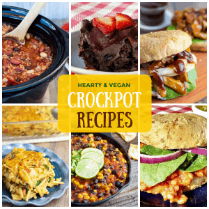Collage of vegan crockpot recipes