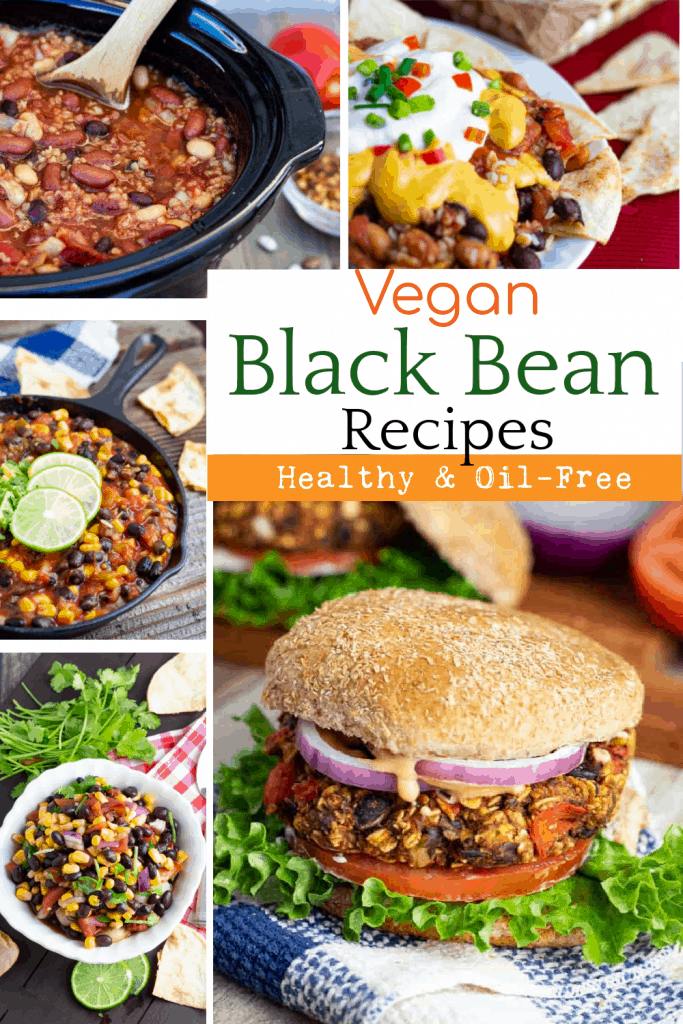 vegan black bean recipe photo collage for pinterest