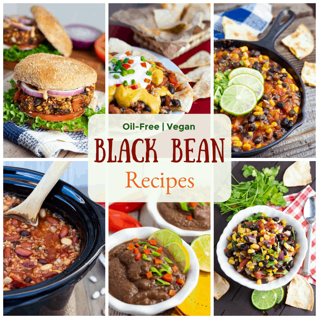 vegan black bean recipe photo collage
