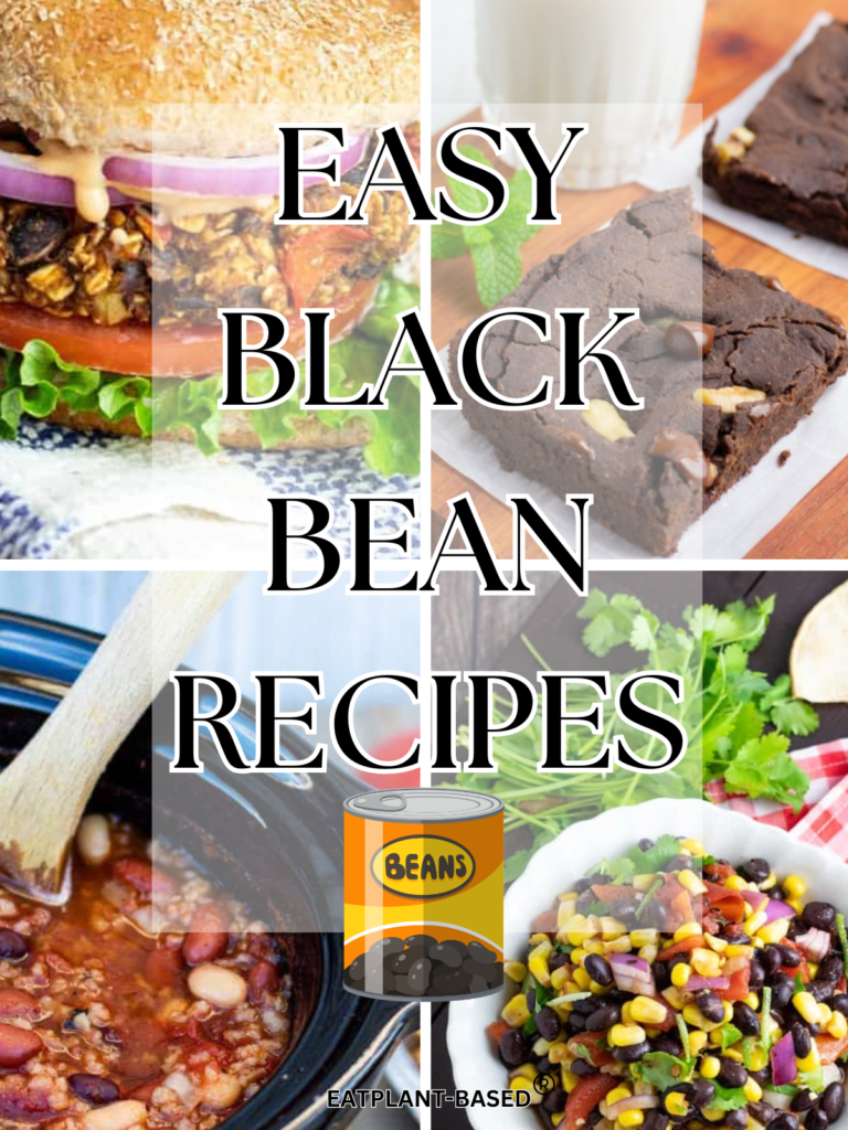 vegan black bean recipes photo collage.