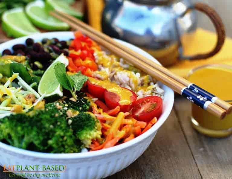 peanut sauce on veggie bowls