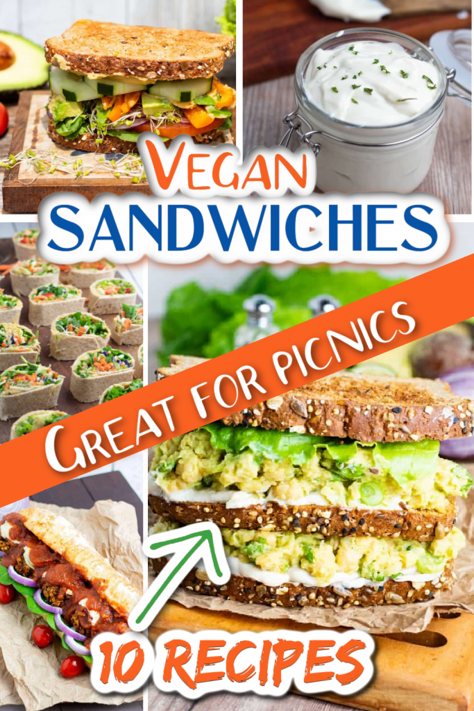 vegan sandwich photo collage for pinterest