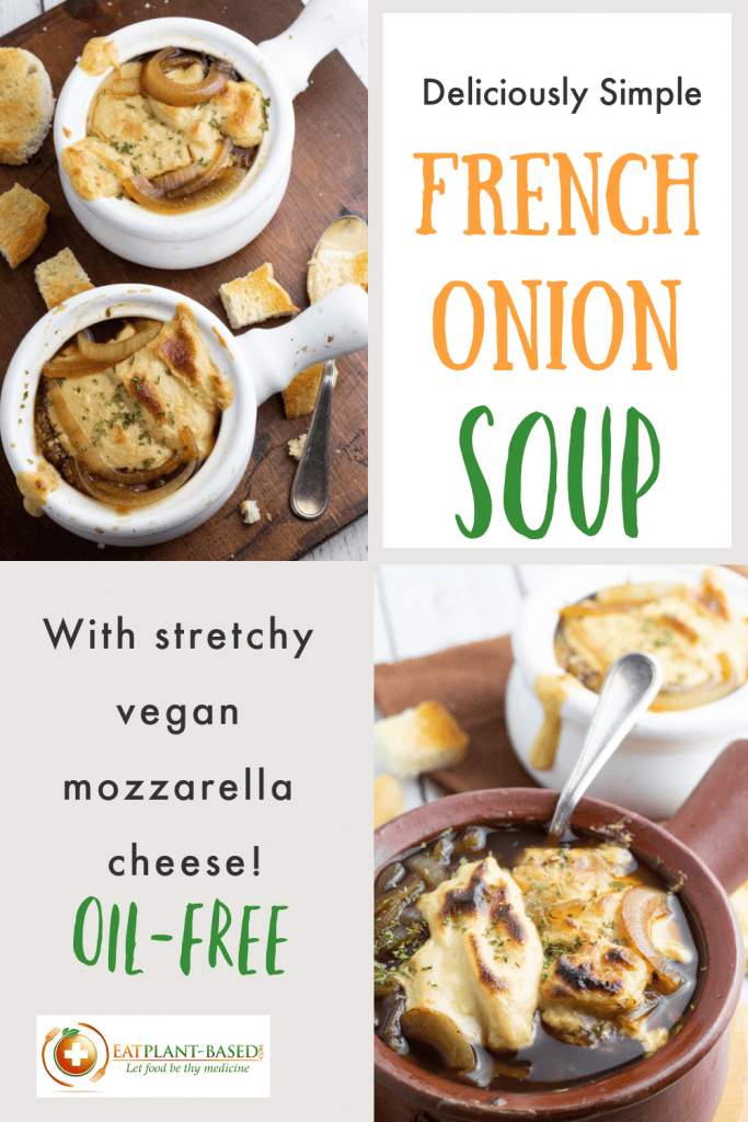 vegan french onion soup photo collage for pinterest