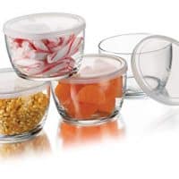 Libbey Glass Storage Bowls with Plastic Lids, 16-Ounce, Clear (4 Bowls , 4 Lids)