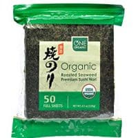 ONE ORGANIC Sushi Nori Premium Roasted Organic Seaweed (50 Full Sheets)