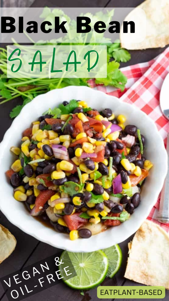 photo collage of black bean salad for pinterest
