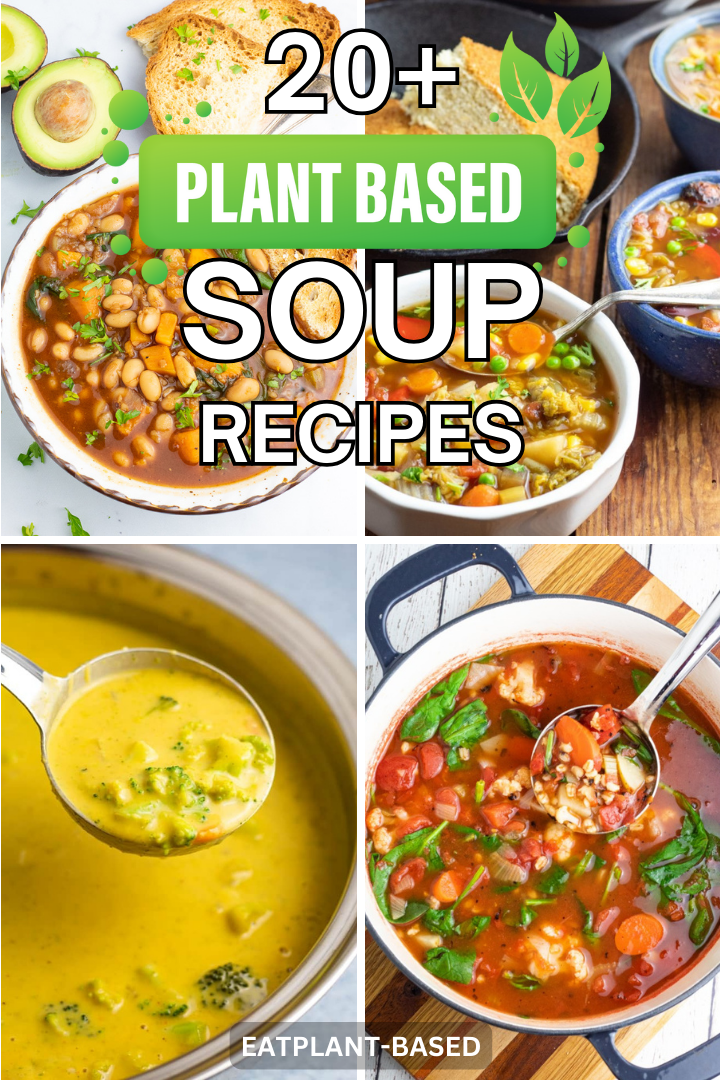 vegan soups photo collage with title