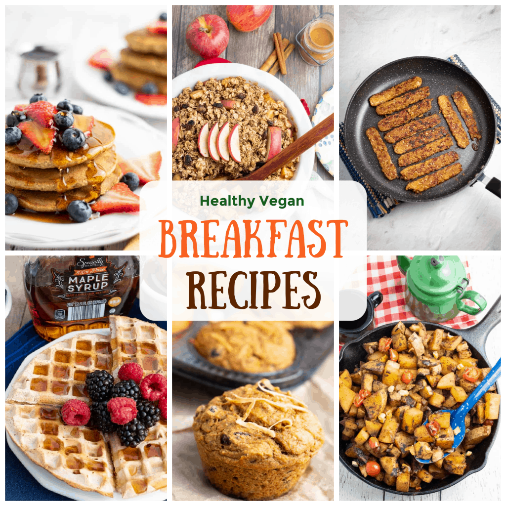 vegan breakfast recipe photo collage