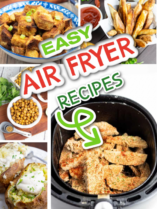 air fryer photo collage with title