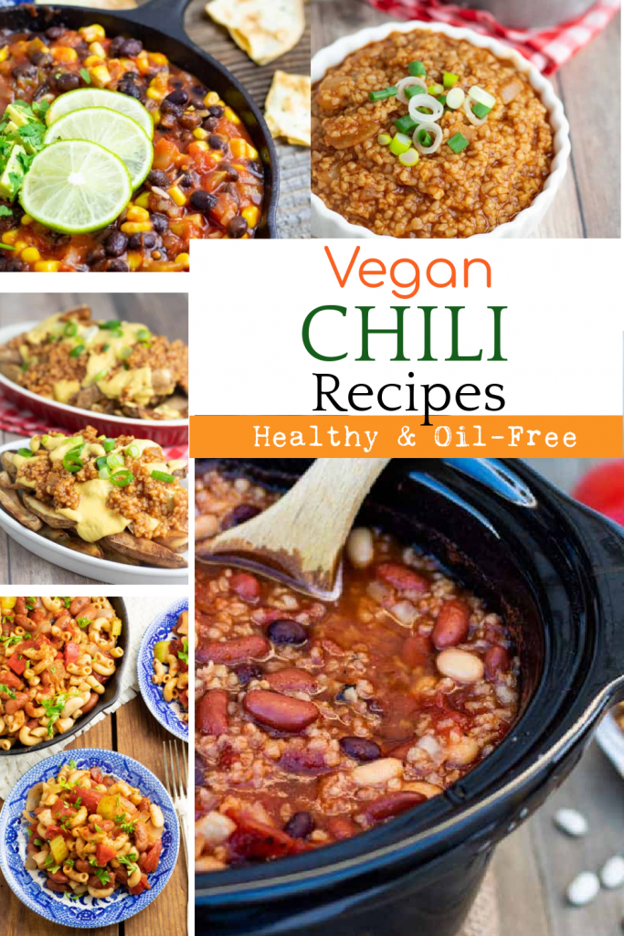vegan chili recipes photo collage