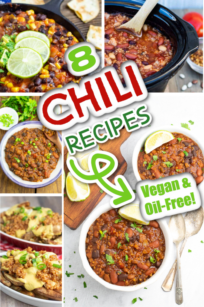 vegan chili recipes photo collage