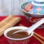 stir fry sauce recipe in asianbowl with spoon on red mat