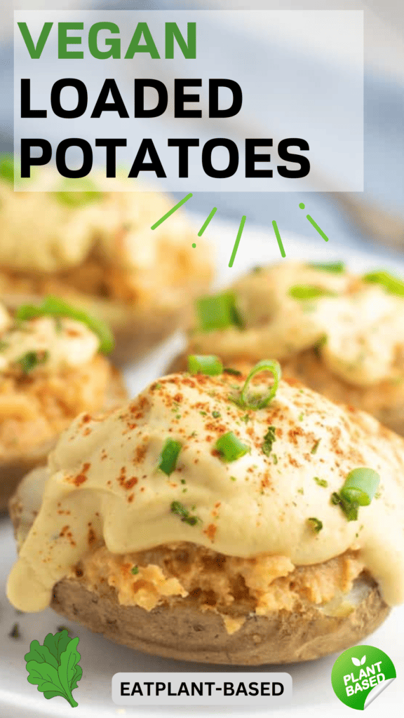 vegan loaded baked potato photo collage for pinterest
