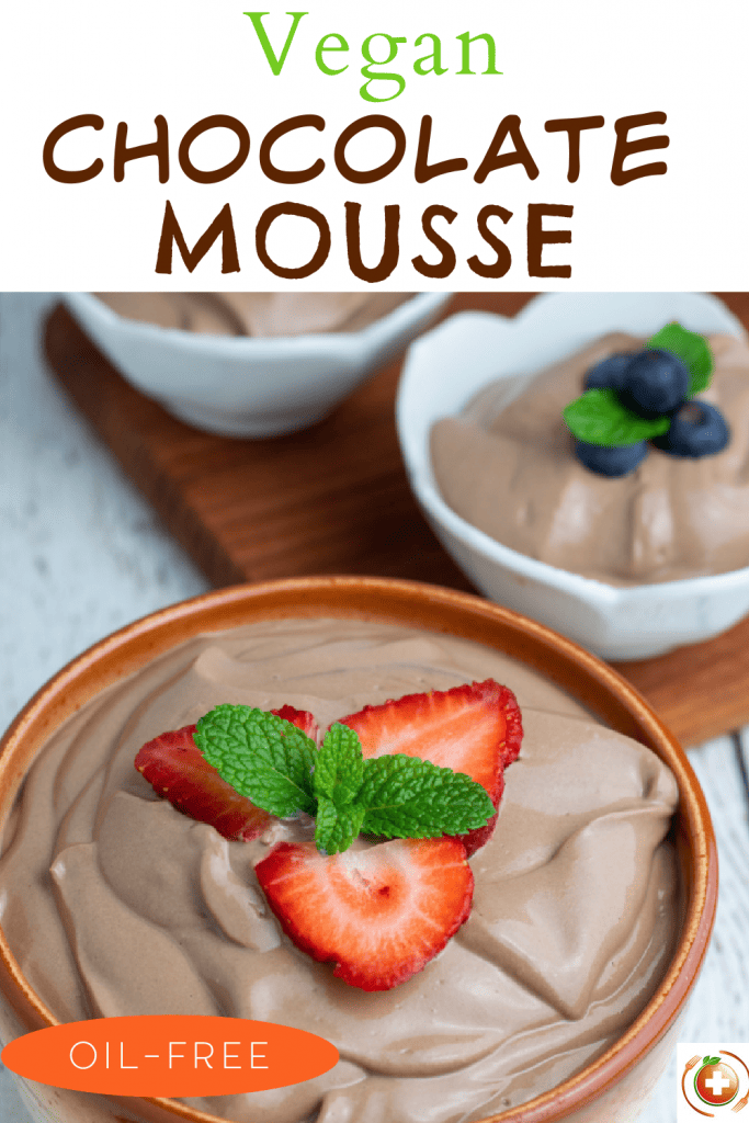 vegan chocolate mousse photo collage for pinterest