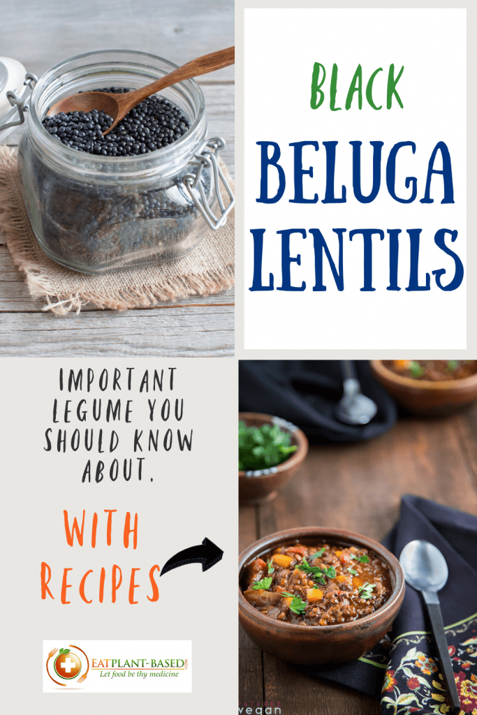 photo collage of black lentils for pinterest