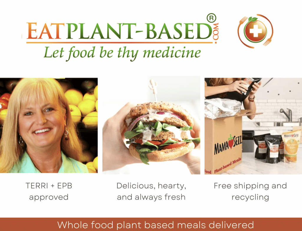 plant based meal delivery service collage for mamasezz and eatplantbased terri