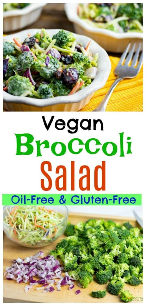 vegan broccoli salad photo collage for pinterest