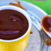 bbq sauce in yellow bowl