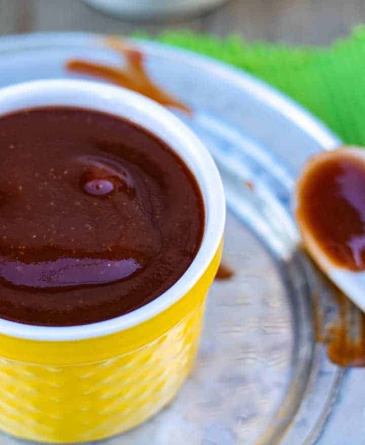 bbq sauce in yellow bowl