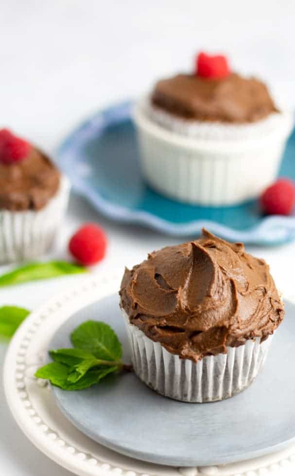 vegan chocolate cupcakes on plates