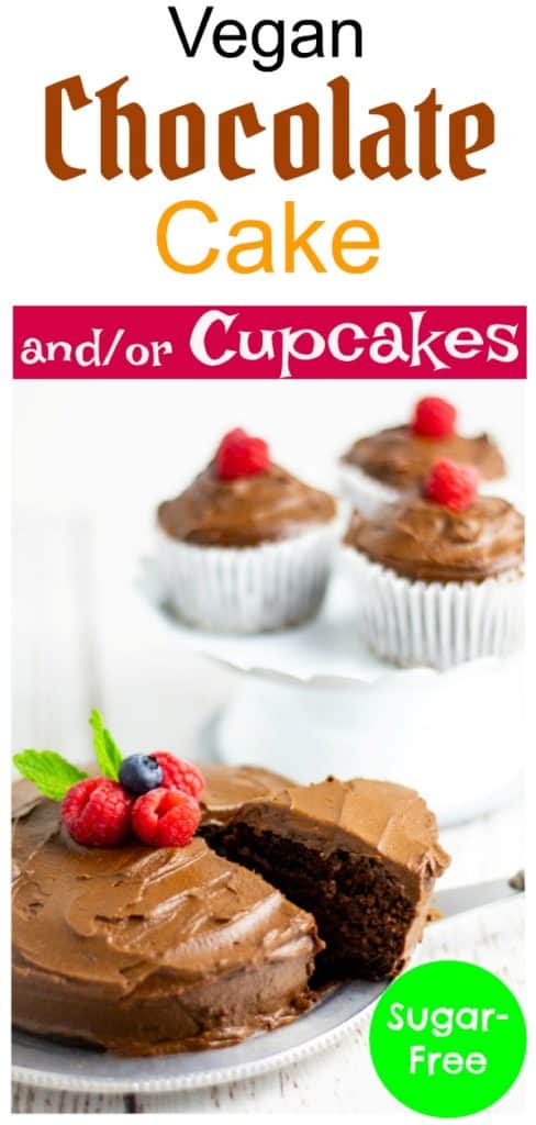 chocolate cake and cupcakes pinterest photo with title