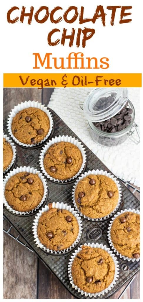 vegan chocolate chip muffins pinterest collage with title