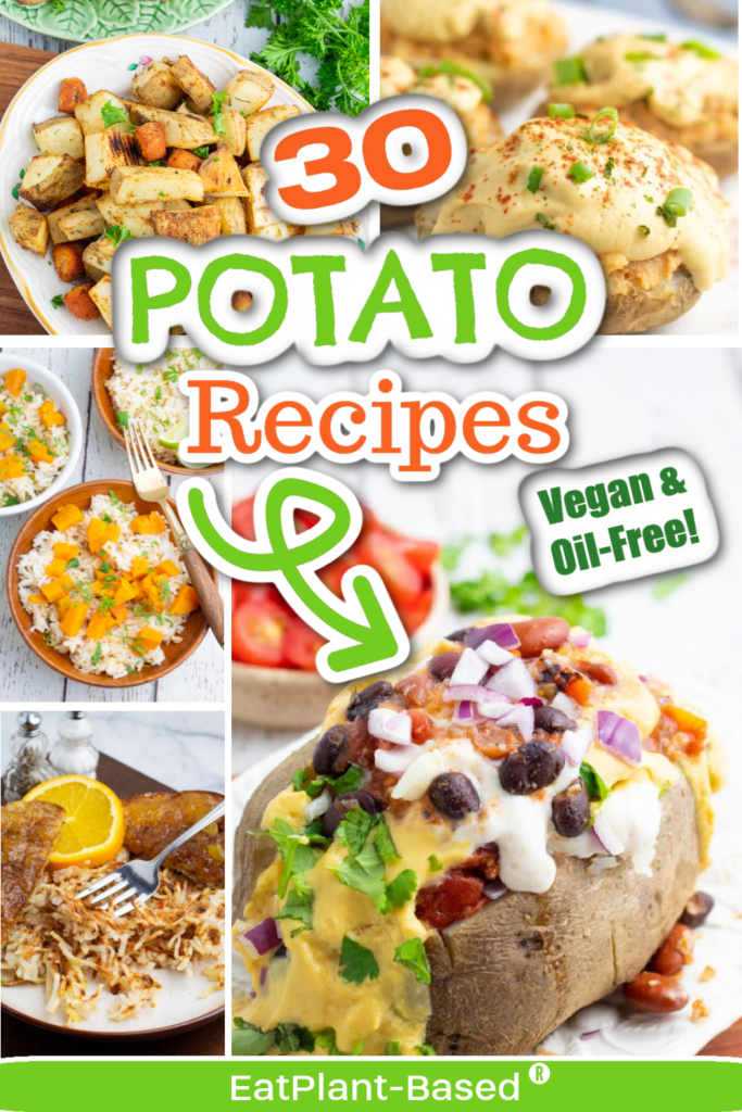 vegan potato recipe photo collage for pinterest