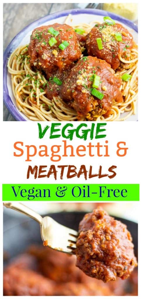 vegan veggie spaghetti pinterest collage with title