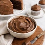 sweet potato chocolate frosting sweetened with maple syrup and in a bowl.