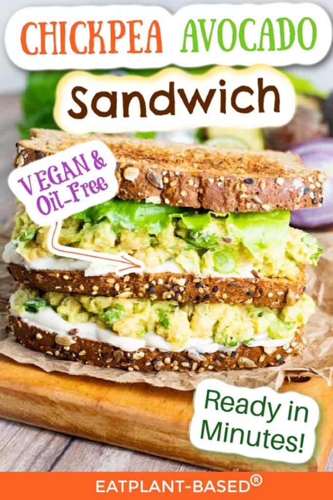chickpea avocado sandwich photo collage for pinterest