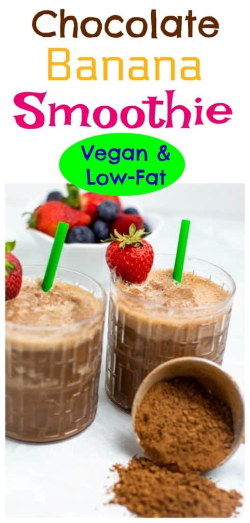 vegan chocolate banana smoothie photo collage for pinterest