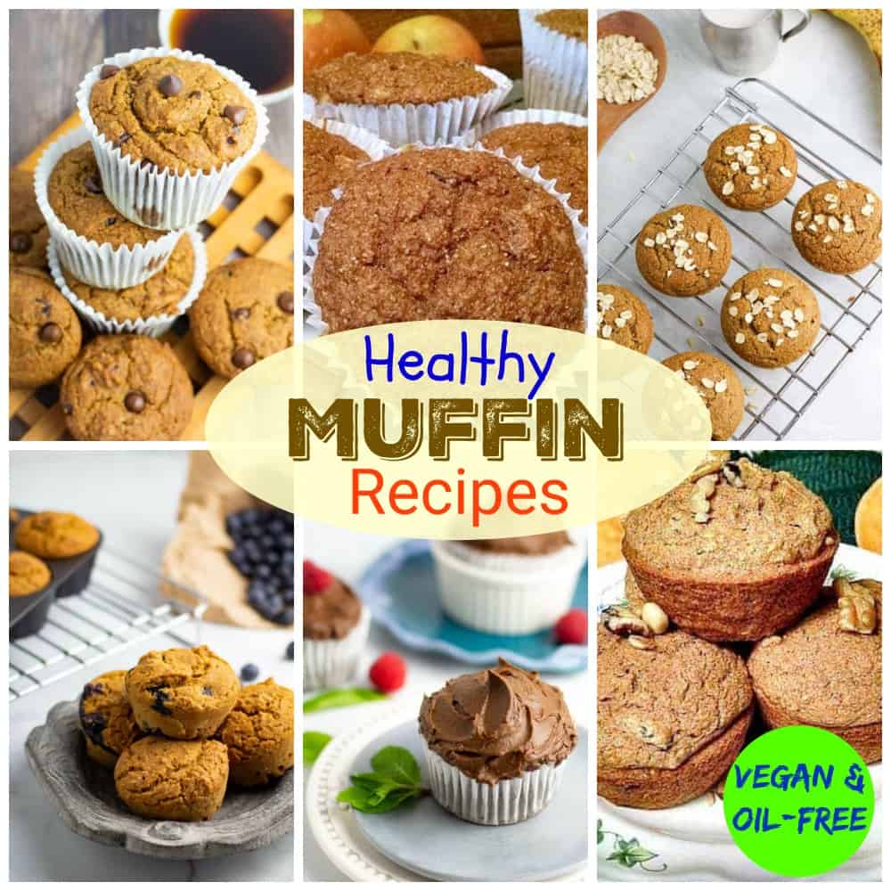 collage of healthy dairy free muffin recipes
