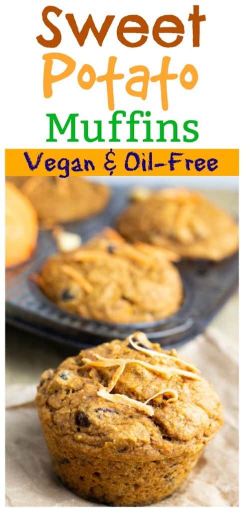 vegan sweet potato muffin photo collage for pinterest