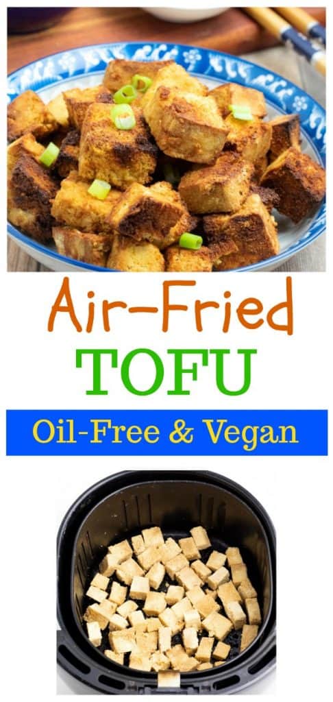 air fryer tofu photo collage for pinterest