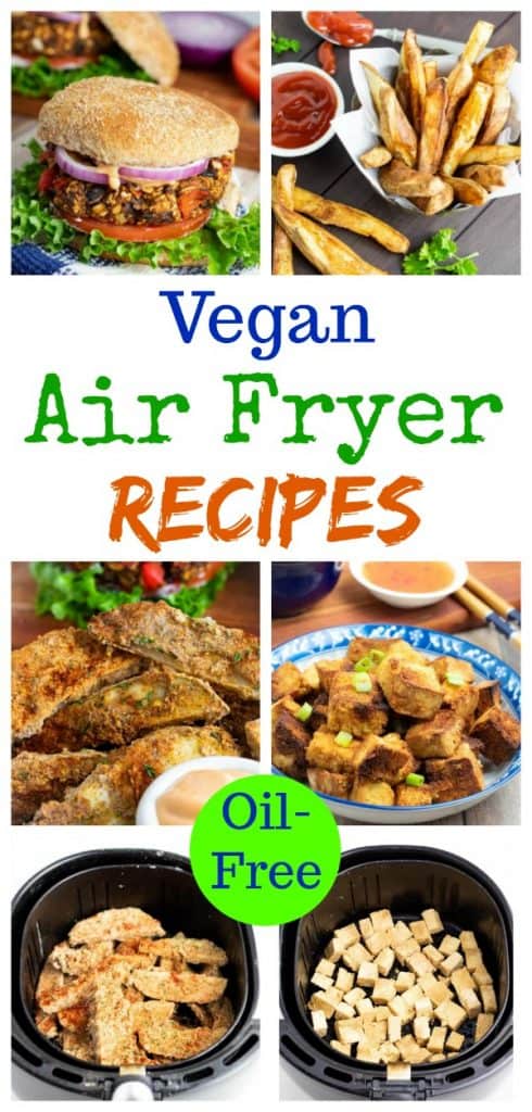 vegan air fryer recipes photo collage for pinterest