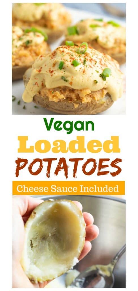 vegan baked potato photo collage for pinterest