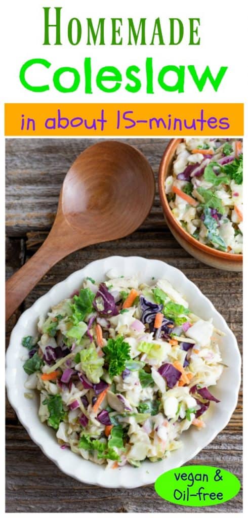 vegan coleslaw photo collage for pinterest