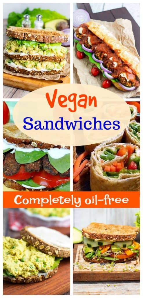 photo collage of vegan sandwiches for pinterest