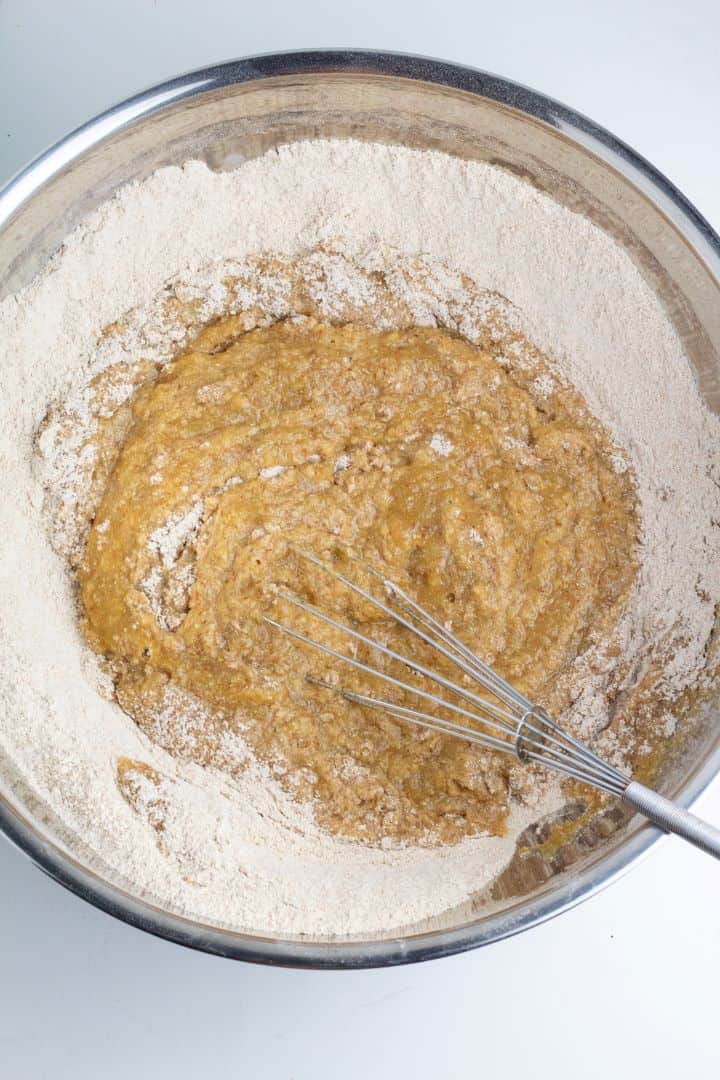 cookie batter in stainless bowl