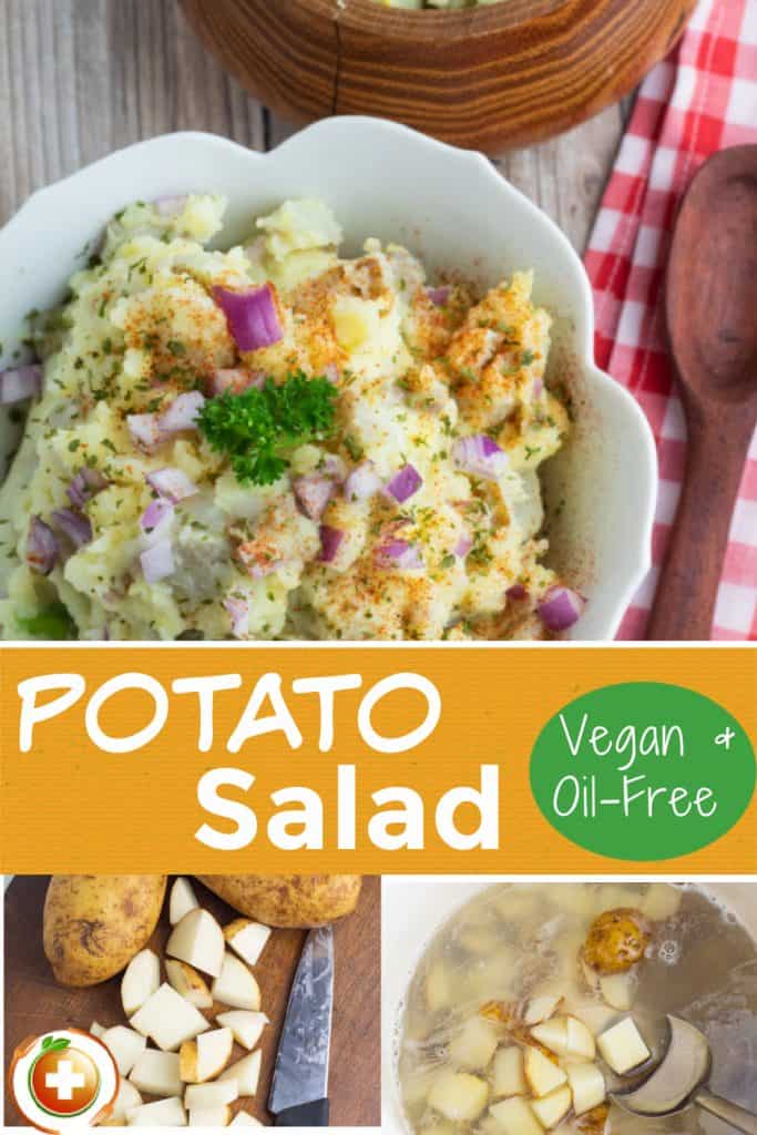 vegan potato salad photo collage for pinterest