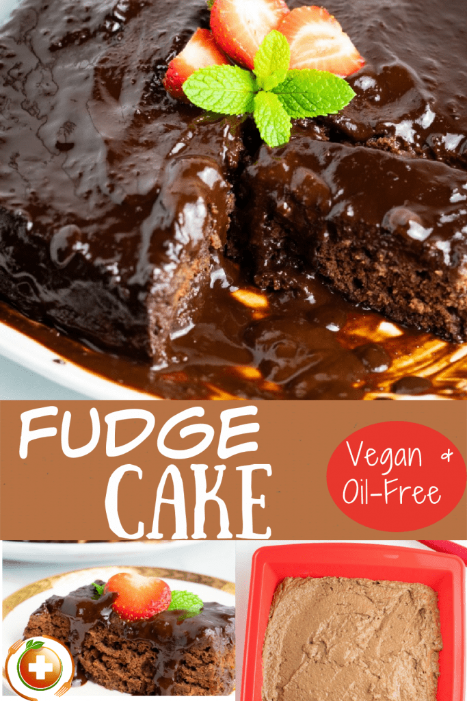 pinterest collage for vegan fudge cake