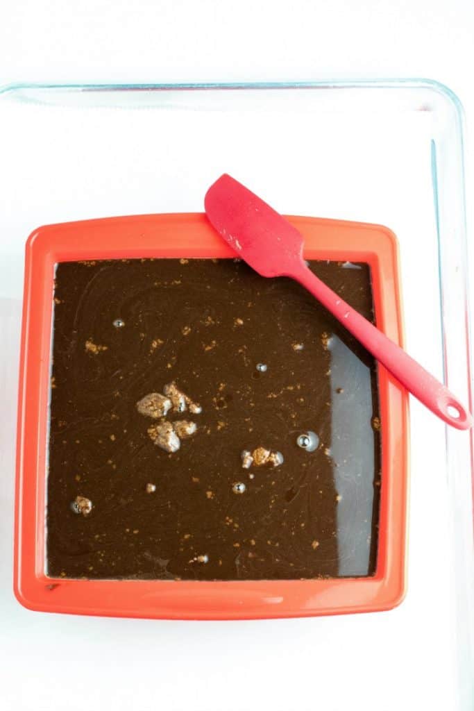 chocoate fudge cake in baking pan