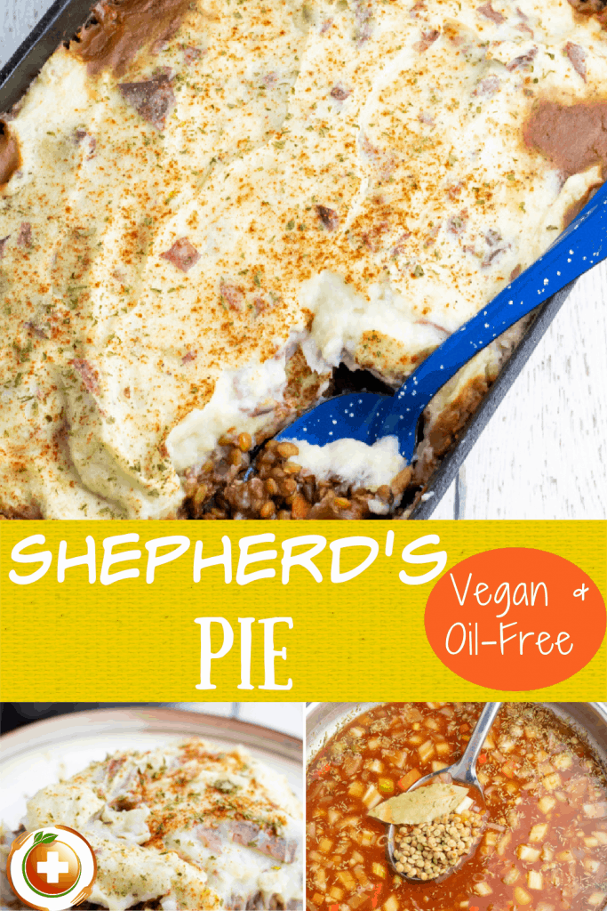 pinterest collage for vegan shepherd pie